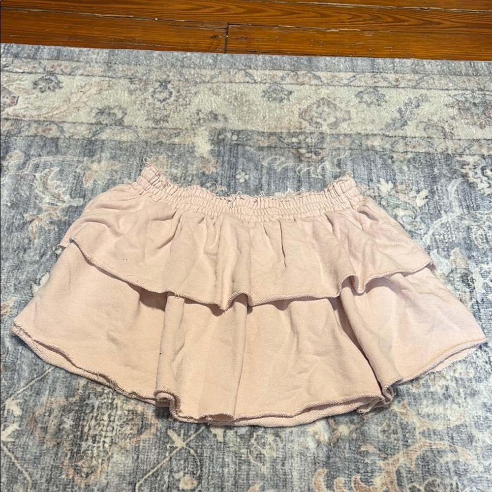 Aerie Pink Bubble Mini Skirt with Tiered Design